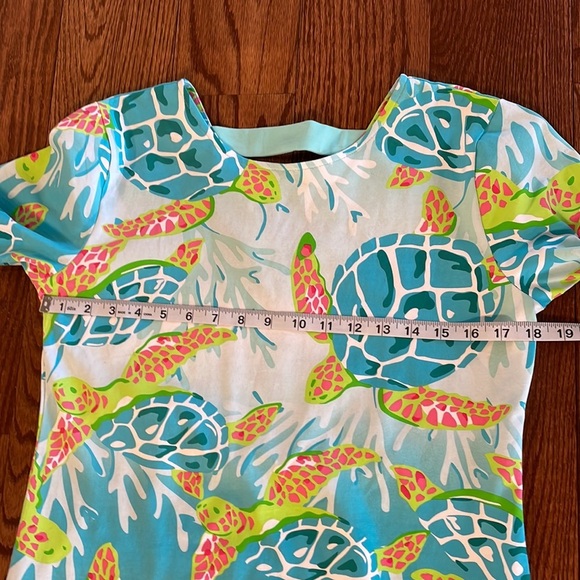 NWOT ANA CLARE women’s sea turtle print shift dress 3/4 sleeve summer beach Med - Picture 9 of 10